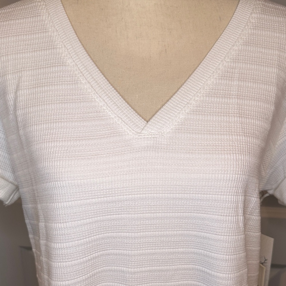 Classic White V-Neck Women's Tee - Picture 2 of 7